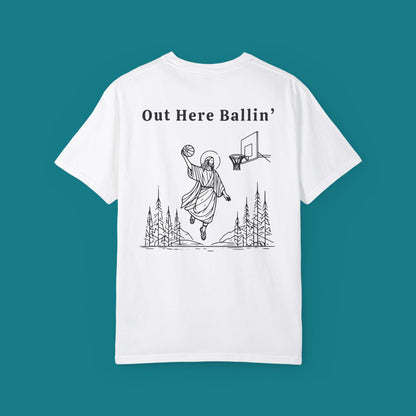 Out Here Ballin - Back print - Unisex Cotton Shirt