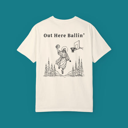 Out Here Ballin - Back print - Unisex Cotton Shirt